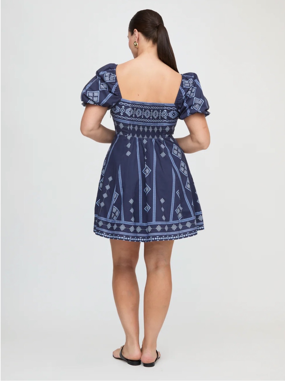 Hill House Home The Matilda Mini Dress in Navy Diamond Batik Navy White XXL - Picture 5 of 10